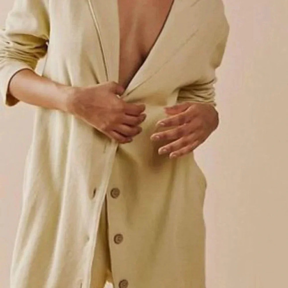 NWT Free People Beach Lizzie Romper size Womens Large Yellow / Green Blazer - Picture 6 of 6